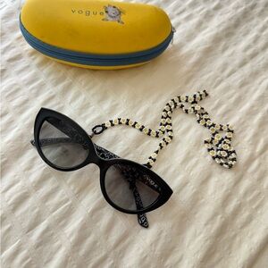 Vogue Black Sunglasses with Beaded Chain